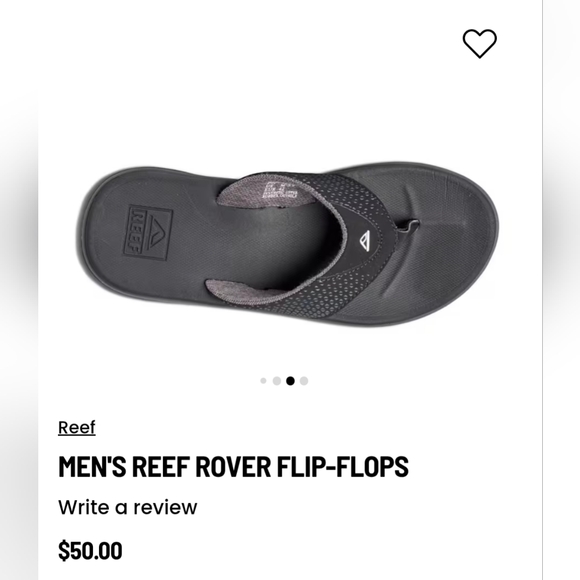 Men's Reef Rover Black Flip Flops - Picture 7 of 10